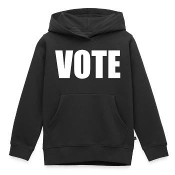 Vote - Sweat Premium à capuche enfant bio - noir - Devant - AI Model Kid Male (0cm)