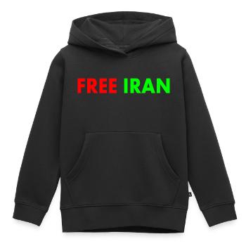 Free iran - Sweat Premium à capuche enfant bio - noir - Devant - AI Model Kid Male (0cm)