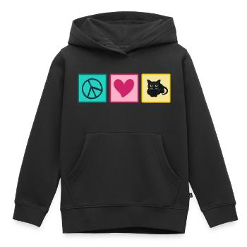 Katze Katzenhaar Mietzekatze "love peace cats" - Kinder Premium Organic Hoodie - Schwarz - Vorne - AI Model Kid Male (0cm)