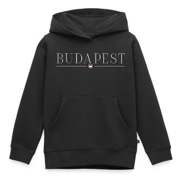 J’adore Budapest - Sweat Premium à capuche enfant bio - noir - Devant - AI Model Kid Male (0cm)