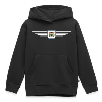 West Virginia Fan Shirt – Natur & Stolz - Kinder Premium Organic Hoodie - Schwarz - Vorne - AI Model Kid Male (0cm)