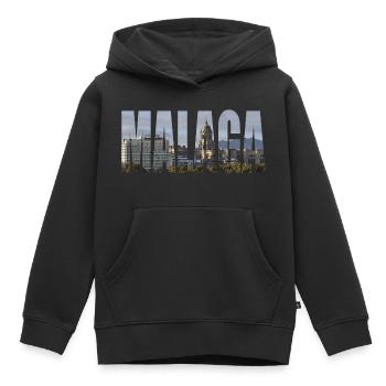 MALAGA - Kinder Premium Organic Hoodie - Schwarz - Vorne - AI Model Kid Male (0cm)