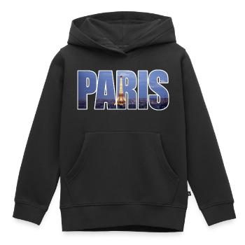 Paris - Sweat Premium à capuche enfant bio - noir - Devant - AI Model Kid Male (0cm)
