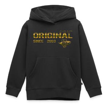 Original since 2003 - Kids Premium Organic Hoodie - black - Front - AI Model Kid Male (0cm)