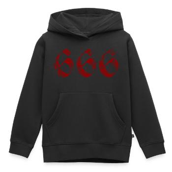 666 - Sweat Premium à capuche enfant bio - noir - Devant - AI Model Kid Male (0cm)