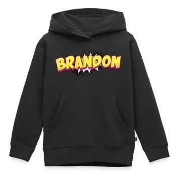 Brandon benutzerdefinierter Name Comic-Stil Pop-Art, - Kinder Premium Organic Hoodie - Schwarz - Vorne - AI Model Kid Male (0cm)