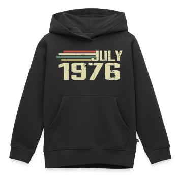 Anniversaire juillet 1976 Année 1976 juillet Né en 1976 - Sweat Premium à capuche enfant bio - noir - Devant - AI Model Kid Male (0cm)