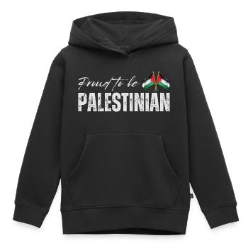 Fier Palestinien, j’adore la Palestine - Sweat Premium à capuche enfant bio - noir - Devant - AI Model Kid Male (0cm)