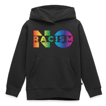 no racism - Kids Premium Organic Hoodie - black - Front - AI Model Kid Male (0cm)