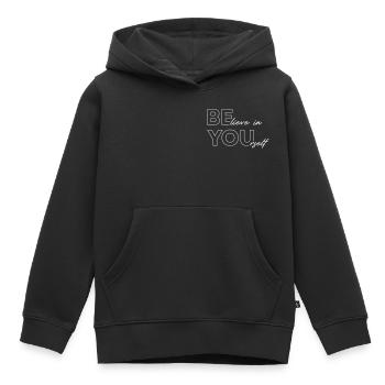 BElieve in YOUrself - Kids Premium Organic Hoodie - black - Front - AI Model Kid Male (0cm)