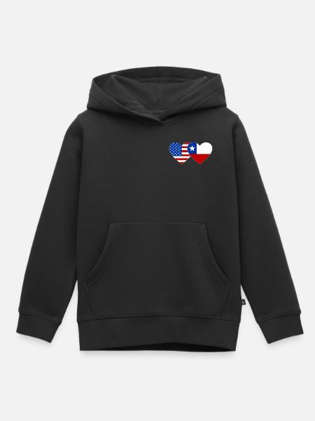 USA Chile Flagge Herz - Kinder Premium Organic Hoodie - Schwarz
