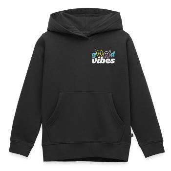 good_vibes - Kids Premium Organic Hoodie - black - Front - AI Model Kid Male (0cm)