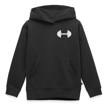 Hantel Gym Muskel Training - Kinder Premium Organic Hoodie - Schwarz - Vorne - AI Model Kid Male (0cm)