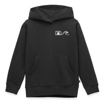 Photographie de surf sur les vagues avec caméra - Sweat Premium à capuche enfant bio - noir - Devant - AI Model Kid Male (0cm)