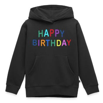 HAPPY BIRTHDAY COLOR - Sweat Premium à capuche enfant bio - noir - Devant - AI Model Kid Male (0cm)