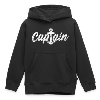 Capitaine capitaine - Sweat Premium à capuche enfant bio - noir - Devant - AI Model Kid Male (0cm)