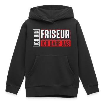 Friseur | Ich bin Friseur ich darf das - Kinder Premium Organic Hoodie - Schwarz - Vorne - AI Model Kid Male (0cm)