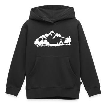 Camping im Wald in den Bergen -Silhouette isolier - Kinder Premium Organic Hoodie - Schwarz - Vorne - AI Model Kid Male (0cm)