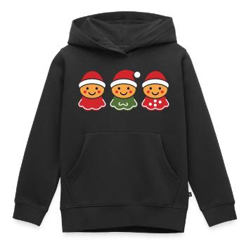 Bonhomme pain d'épice - Sweat Premium à capuche enfant bio - noir - Devant - AI Model Kid Male (0cm)