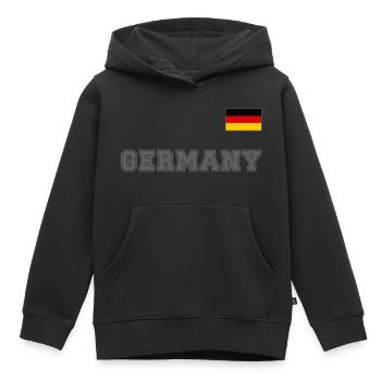 Look maillot de l’Allemagne - ALLEMAGNE avec drapeau - Sweat Premium à capuche enfant bio - noir - Devant - AI Model Kid Male (0cm)
