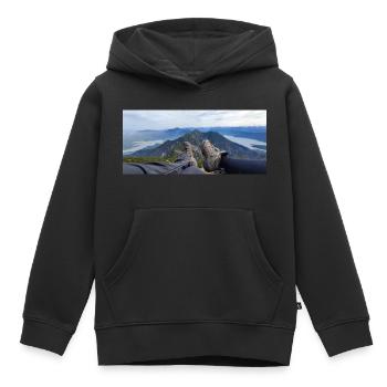 Summit Assault - Kids Premium Organic Hoodie - black - Front - AI Model Kid Male (0cm)