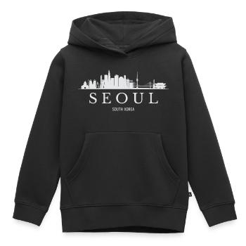 Silhouette de Séoul, Corée du Sud de Séoul - Sweat Premium à capuche enfant bio - noir - Devant - AI Model Kid Male (0cm)