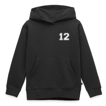 12 - Kinder Premium Organic Hoodie - Schwarz - Vorne - AI Model Kid Male (0cm)