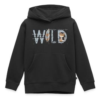 WILD - Kinder Premium Organic Hoodie - Schwarz - Vorne - AI Model Kid Male (0cm)