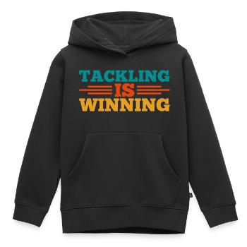 Defender Tackling Is Winning Football - Kinder Premium Organic Hoodie - Schwarz - Vorne - AI Model Kid Male (0cm)