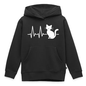 Graphique de chat mignon avec ligne de cœur et cœur - Sweat Premium à capuche enfant bio - noir - Devant - AI Model Kid Male (0cm)