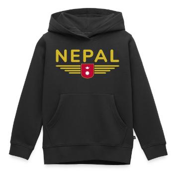 Nepal Design – Himalaya Abenteuer - Kinder Premium Organic Hoodie - Schwarz - Vorne - AI Model Kid Male (0cm)