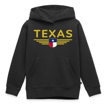 Texas Fan T-Shirt – Lone Star Style - Sweat Premium à capuche enfant bio - noir - Devant - AI Model Kid Male (0cm)