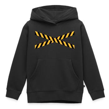 Ruban d'avertissement de conception de ligne - Sweat Premium à capuche enfant bio - noir - Devant - AI Model Kid Male (0cm)