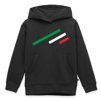 Italie Stripe - Sweat Premium à capuche enfant bio - noir - Devant - AI Model Kid Male (0cm)
