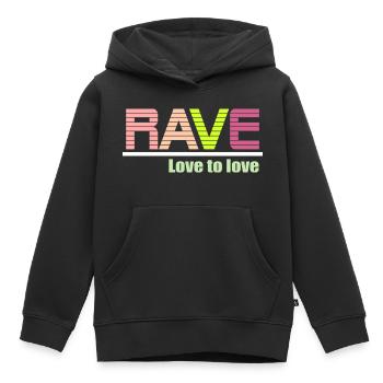 Rave amour à aimer - Sweat Premium à capuche enfant bio - noir - Devant - AI Model Kid Male (0cm)
