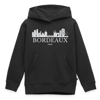 Bordeaux Skyline, Bordeaux France - Kids Premium Organic Hoodie - black - Front - AI Model Kid Male (0cm)