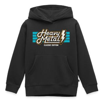 Insigne rétro Heavy Metal avec éclairs - Sweat Premium à capuche enfant bio - noir - Devant - AI Model Kid Male (0cm)