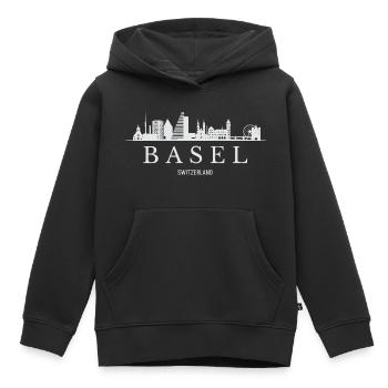 Bâle Skyline, Bâle Suisse - Sweat Premium à capuche enfant bio - noir - Devant - AI Model Kid Male (0cm)