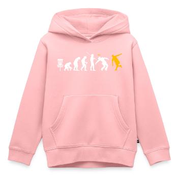 drôle Frisbee Golf Shirt Evolution Disc golf - Sweat Premium à capuche enfant bio - rose - Devant - AI Model Kid Female (0cm)