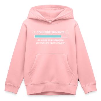 Connerie suivante en téléchargement - Sweat Premium à capuche enfant bio - rose - Devant - AI Model Kid Female (0cm)