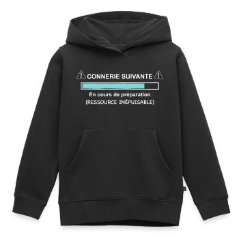 Connerie suivante en téléchargement - Sweat Premium à capuche enfant bio - noir - Devant - AI Model Kid Male (0cm)