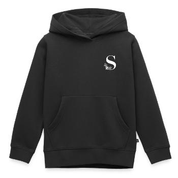 Lettre S - Sweat Premium à capuche enfant bio - noir - Devant - AI Model Kid Male (0cm)