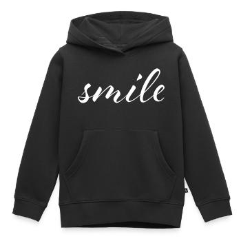 Smile - Kids Premium Organic Hoodie - black - Front - AI Model Kid Male (0cm)