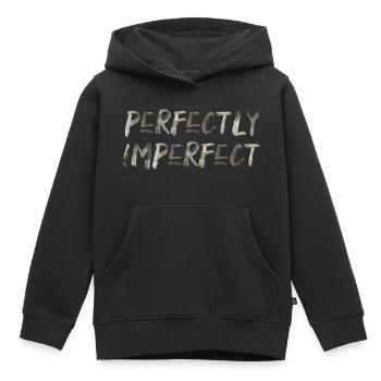 perfect imperfect English saying Perfect - Kids Premium Organic Hoodie - black - Front - AI Model Kid Male (0cm)