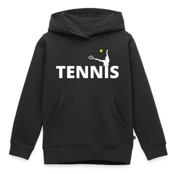 tennis / Tennis / Tennis / Tennis / Tennis jouer - Sweat Premium à capuche enfant bio - noir - Devant - AI Model Kid Male (0cm)