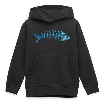 Arêtes de poisson Squelette de poisson Chevrons Griffonnage - Sweat Premium à capuche enfant bio - noir - Devant - AI Model Kid Male (0cm)