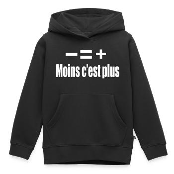 Moins C’est Plus - Sweat Premium à capuche enfant bio - noir - Devant - AI Model Kid Male (0cm)