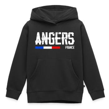 J'aime Angers Nom de Ville en France - Sweat Premium à capuche enfant bio - noir - Devant - AI Model Kid Male (0cm)