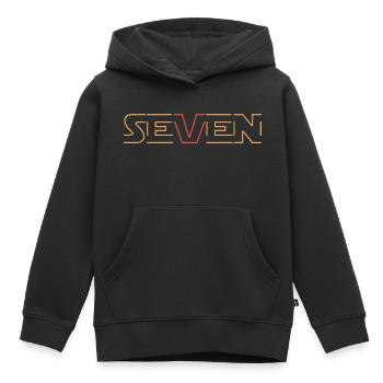 Lettrage 7ème anniversaire « Seven » moderne - Sweat Premium à capuche enfant bio - noir - Devant - AI Model Kid Male (0cm)