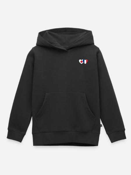 Japan Frankreich Flagge Herz - Kinder Premium Organic Hoodie - Schwarz